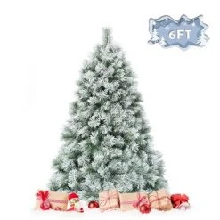Tangkula Snow Flocked Artificial Christmas Tree Hinged Decoration Pine Tree -Christmas Trees Sales Store unnamed file 7487