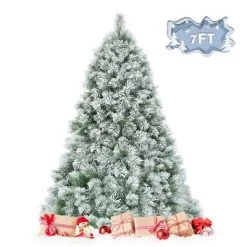 Tangkula Snow Flocked Artificial Christmas Tree Hinged Decoration Pine Tree -Christmas Trees Sales Store unnamed file 7488