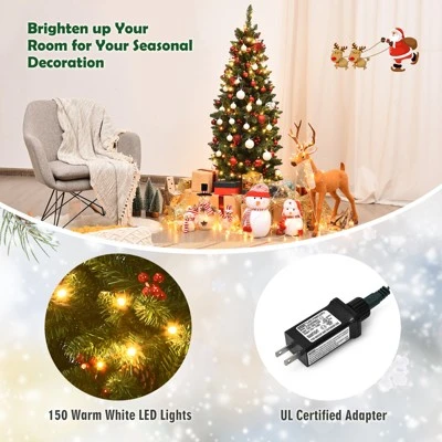 Tangkula Pencil Christmas Tree Hinged Artificial Slim Xmas Tree with Sturdy Metal Stand 8 Tangkula Pencil Christmas Tree Hinged Artificial Slim Xmas Tree with Sturdy Metal Stand - Image 8