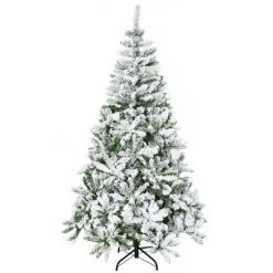 HOMCOM 6' Tall Unlit Snow Flocked Pine Artificial Christmas Tree with Realistic Branches, Green -Christmas Trees Sales Store unnamed file 7512
