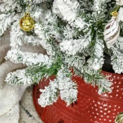 HOMCOM 6' Tall Unlit Snow Flocked Pine Artificial Christmas Tree with Realistic Branches, Green -Christmas Trees Sales Store unnamed file 7513