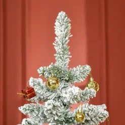 HOMCOM 6' Tall Unlit Snow Flocked Pine Artificial Christmas Tree with Realistic Branches, Green -Christmas Trees Sales Store unnamed file 7514