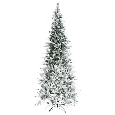 HOMCOM 9' Unlit Snow Flocked Pine Artificial Christmas Tree with Realistic Branches and 1159 Tips, Green 3 HOMCOM 9' Unlit Snow Flocked Pine Artificial Christmas Tree with Realistic Branches and 1159 Tips, Green - Image 3