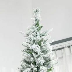 HOMCOM 9' Unlit Snow Flocked Pine Artificial Christmas Tree with Realistic Branches and 1159 Tips, Green 9 HOMCOM 9' Unlit Snow Flocked Pine Artificial Christmas Tree with Realistic Branches and 1159 Tips, Green -Christmas Trees Sales Store unnamed file 7519