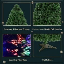 Tangkula 3' Artificial PVC Christmas Tree Pre-lit Mulyi-color Fiber Optic -Christmas Trees Sales Store unnamed file 7524