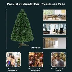 Tangkula 3' Artificial PVC Christmas Tree Pre-lit Mulyi-color Fiber Optic -Christmas Trees Sales Store unnamed file 7525