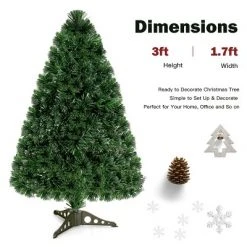 Tangkula 3' Artificial PVC Christmas Tree Pre-lit Mulyi-color Fiber Optic -Christmas Trees Sales Store unnamed file 7526