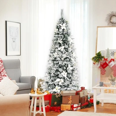 Tangkula 7FTSlim Pencil Tree Hinged Artificial Christmas Tree W/627 Branches Tips 6 Tangkula 7FTSlim Pencil Tree Hinged Artificial Christmas Tree W/627 Branches Tips - Image 6