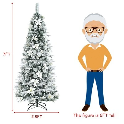 Tangkula 7FTSlim Pencil Tree Hinged Artificial Christmas Tree W/627 Branches Tips 8 Tangkula 7FTSlim Pencil Tree Hinged Artificial Christmas Tree W/627 Branches Tips - Image 8