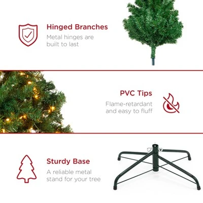 Best Choice Products Pre-Lit Spruce Hinged Artificial Christmas Tree w/ Incandescent Lights, Foldable Stand 4 Best Choice Products Pre-Lit Spruce Hinged Artificial Christmas Tree w/ Incandescent Lights, Foldable Stand - Image 4