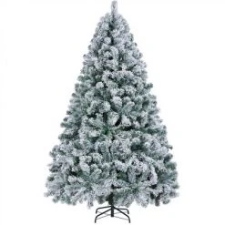 Yaheetech Pre-lit Flocked Artificial Christmas Tree Snow Frosted Christmas Tree