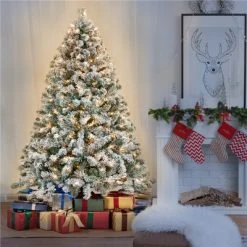 Yaheetech Pre-lit Flocked Artificial Christmas Tree Snow Frosted Christmas Tree -Christmas Trees Sales Store unnamed file 7575