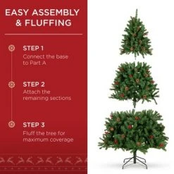 Best Choice Products Pre-Lit Pre-Decorated Holiday Spruce Christmas Tree w/ Metal Base -Christmas Trees Sales Store unnamed file 7594