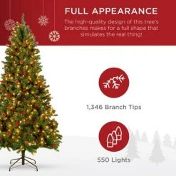Best Choice Products Pre-Lit Pre-Decorated Holiday Spruce Christmas Tree w/ Metal Base -Christmas Trees Sales Store unnamed file 7595