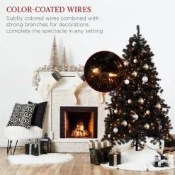 Best Choice Products 6ft Pre-Lit Artificial Black Christmas Tree Holiday Decoration w/ 947 Branch Tips, 350 Lights