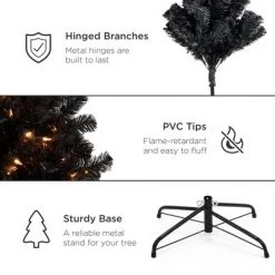 Best Choice Products 6ft Pre-Lit Artificial Black Christmas Tree Holiday Decoration w/ 947 Branch Tips, 350 Lights -Christmas Trees Sales Store unnamed file 7626