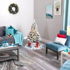 4ft Nearly Natural Pre-Lit LED Flocked Rock Springs Spruce Artificial Christmas Tree Clear Lights -Christmas Trees Sales Store unnamed file 7647