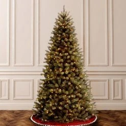 National Tree Company Pre-Lit Artificial Full Christmas Tree, Green, North Valley Spruce, White Lights, Includes Stand, 6ft