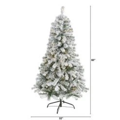 5ft Nearly Natural Pre-Lit LED Flocked Rock Springs Spruce Artificial Christmas Tree Clear Lights