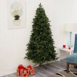 6ft Nearly Natural Pre-Lit LED Grand Teton Spruce Flat Back Artificial Christmas Tree Clear Lights -Christmas Trees Sales Store unnamed file 7676