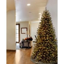 National Tree Company Pre-Lit Artificial Full Christmas Tree, Green, North Valley Spruce, White Lights, Includes Stand, 7ft