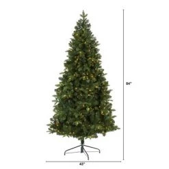 7ft Nearly Natural Pre-Lit LED Grand Teton Spruce Flat Back Artificial Christmas Tree Clear Lights