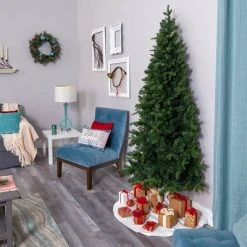 7ft Nearly Natural Pre-Lit LED Grand Teton Spruce Flat Back Artificial Christmas Tree Clear Lights -Christmas Trees Sales Store unnamed file 7689