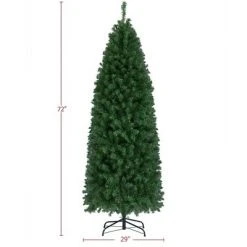 Yaheetech Pre-lit Slim Pencil Artificial Christmas Tree, Green
