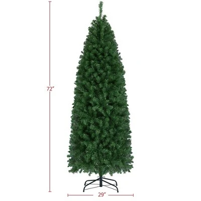 Yaheetech Pre-lit Slim Pencil Artificial Christmas Tree, Green 1 Yaheetech Pre-lit Slim Pencil Artificial Christmas Tree, Green