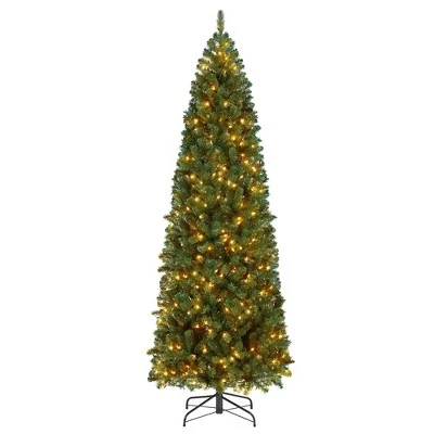 Yaheetech Pre-lit Slim Pencil Artificial Christmas Tree, Green 9 Yaheetech Pre-lit Slim Pencil Artificial Christmas Tree, Green - Image 9