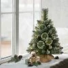2ft Puleo Pre-Lit Flocked Tabletop Artificial Christmas Tree Clear Lights