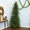 Sunnydaze Decor Sunnydaze Indoor Artificial Unlit Slim Christmas Holiday Tree with Metal Stand and Hinged Branches - 8' - Green