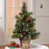 National Tree Company Pre-Lit Artificial Mini Christmas Tree, Green, Crestwood Spruce, White Lights, Pine Cones, Frosted Branches, Pot Base, 2 Feet