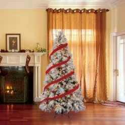Home Heritage Snowdrift Spruce 7.5 Foot Pre Lit Christmas Tree Bundled with Silver Metal Rotating Stand -Christmas Trees Sales Store unnamed file 7769
