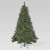 9ft Mixed Spruce Pre-Lit Hinged Full Artificial Christmas Tree with Glitter Branches Clear Lights - Christopher Knight Home