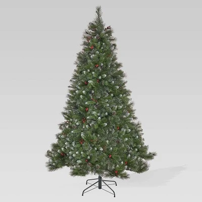 9ft Mixed Spruce Pre-Lit Hinged Full Artificial Christmas Tree with Glitter Branches Clear Lights - Christopher Knight Home 1 9ft Mixed Spruce Pre-Lit Hinged Full Artificial Christmas Tree with Glitter Branches Clear Lights - Christopher Knight Home
