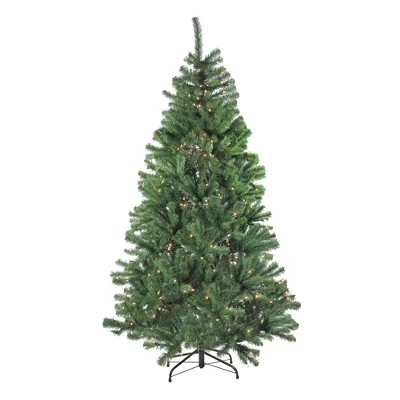 Northlight 4pc Artificial Christmas Tree Winter Spruce, Wreath and Garland Set 6.5' - Clear Lights 1 Northlight 4pc Artificial Christmas Tree Winter Spruce, Wreath and Garland Set 6.5' - Clear Lights
