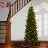 National Tree Company Pre-Lit Artificial Slim Christmas Tree, Green, North Valley Spruce, White Lights, Includes Stand, 7.5 Feet