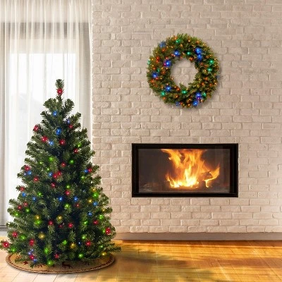 National Tree Company Pre-Lit Artificial Full Christmas Tree, Green, North Valley Spruce, Multicolor Lights, Includes Stand, 4.5ft 1 National Tree Company Pre-Lit Artificial Full Christmas Tree, Green, North Valley Spruce, Multicolor Lights, Includes Stand, 4.5ft