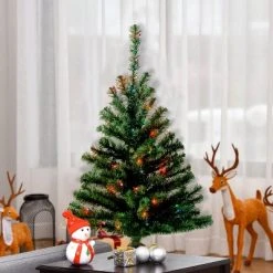 National Tree Company Pre-Lit Artificial Mini Christmas Tree, Green, Kincaid Spruce, Multicolor Lights, Includes Stand, 3 Feet