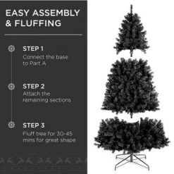 Best Choice Products 6ft Artificial Full Black Christmas Tree Holiday Decoration w/ 1,477 Branch Tips, Foldable Base -Christmas Trees Sales Store unnamed file 791