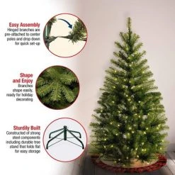 National Tree Company 4 Foot Prelit Artificial Fake Aspen Spruce Holiday Christmas Decor Tree with Metal Base and UL White Clear Lights, Easy Assembly