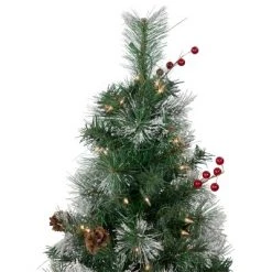 Northlight 4' Pre-Lit Frosted Carolina Berry Spruce Artificial Christmas Tree, Clear Lights -Christmas Trees Sales Store unnamed file 7953