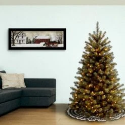 National Tree Company North Valley Spruce 5 Ft Pre Lit Full Bodied Artificial Christmas Tree with White Lights, Metal Stand, and Easy Assembly, Green