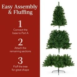 Best Choice Products 6ft Pre-Lit Spruce Hinged Artificial Christmas Tree w/ 250 Multicolored Lights, Foldable Stand -Christmas Trees Sales Store unnamed file 7966