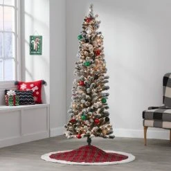 6' Pre-Lit Slim Flocked Alberta Spruce Artificial Christmas Tree Clear Lights - Wondershop™