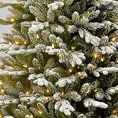National Tree Company Feel Real Snowy Sierra Spruce 7.5 Ft Prelit Flocked Slim Artificial Christmas Tree, 750 White Lights, Metal Base, Easy Assembly 2 National Tree Company Feel Real Snowy Sierra Spruce 7.5 Ft Prelit Flocked Slim Artificial Christmas Tree, 750 White Lights, Metal Base, Easy Assembly - Image 2