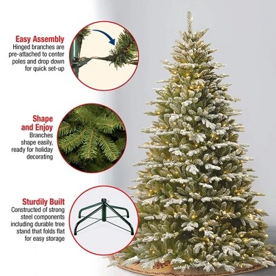 National Tree Company Feel Real Snowy Sierra Spruce 7.5 Ft Prelit Flocked Slim Artificial Christmas Tree, 750 White Lights, Metal Base, Easy Assembly 3 National Tree Company Feel Real Snowy Sierra Spruce 7.5 Ft Prelit Flocked Slim Artificial Christmas Tree, 750 White Lights, Metal Base, Easy Assembly - Image 3