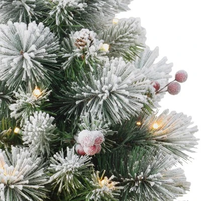 2ft Puleo Pre-Lit Flocked Tabletop Artificial Christmas Tree with Pine Cones Clear Lights 2 2ft Puleo Pre-Lit Flocked Tabletop Artificial Christmas Tree with Pine Cones Clear Lights - Image 2