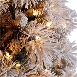 Home Heritage Snowdrift Spruce 7.5 Foot Prelit Christmas Tree Bundled with Golden Metal Rotating Stand